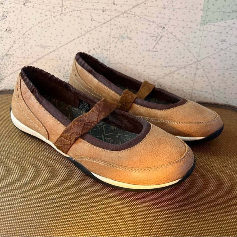 L.L. Bean Brown Leather Mary Jane Ballet Slip On Flats Women’s 9 Style 283378